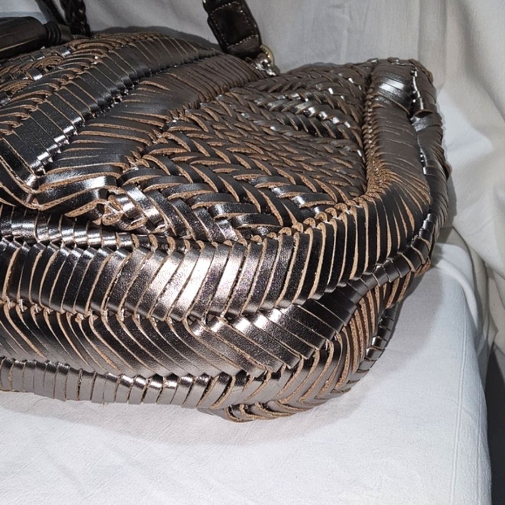 Anya Hindmarch Metallic Woven-Leather Bag - Picture 11 of 16